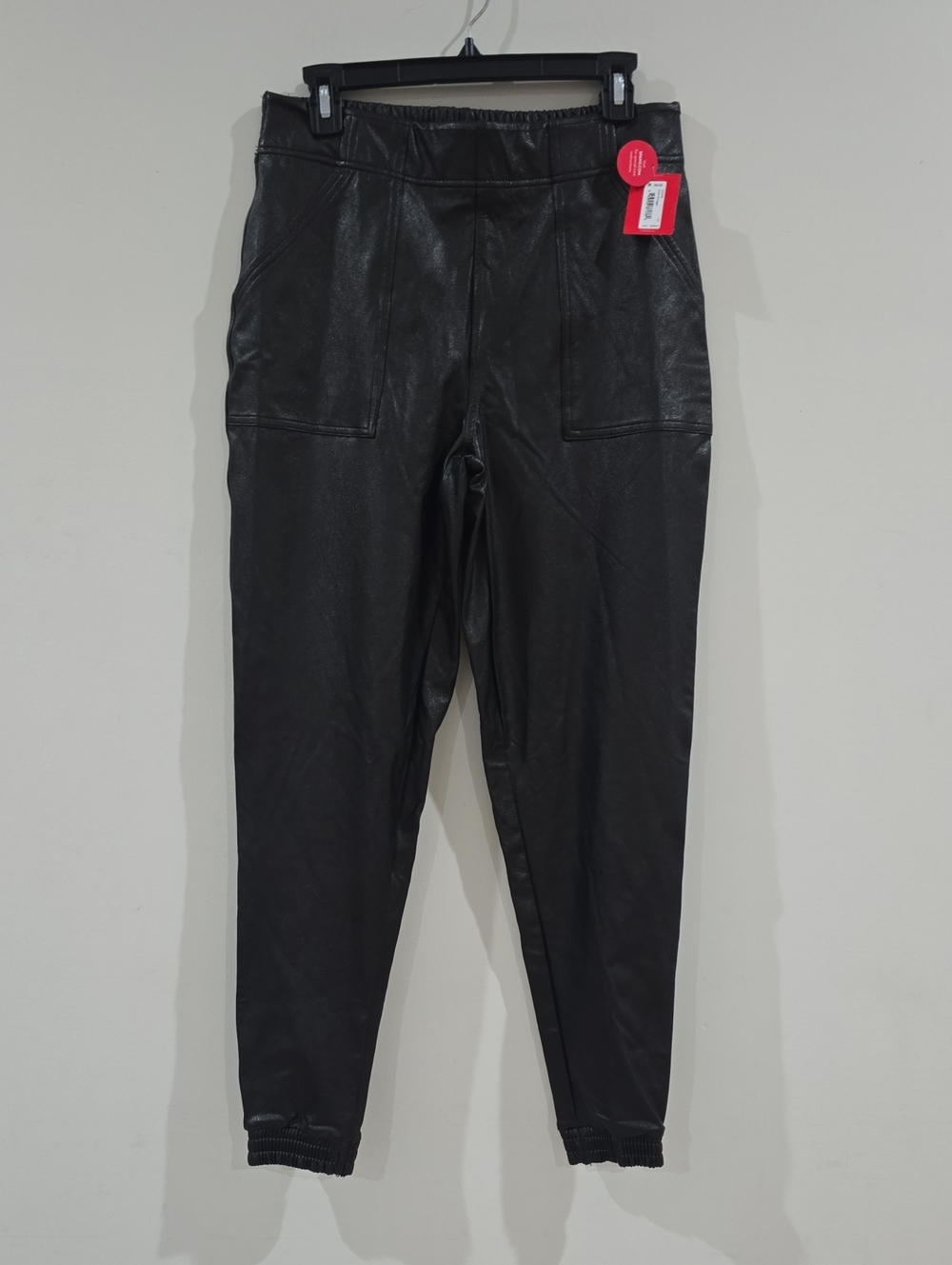 NWT SPANX- Faux Leather Jogger Pants Black Sz M